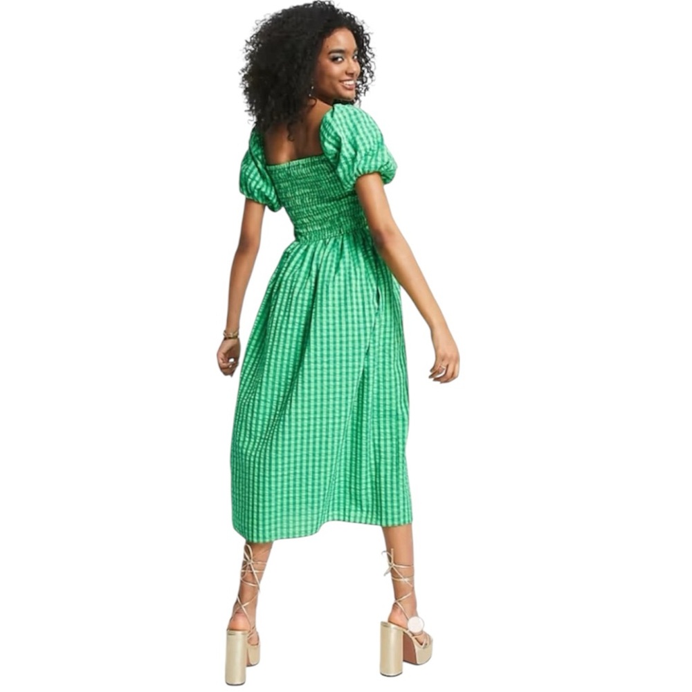 Never Fully Dressed Green Gingham Midi Dress - Picture 4 of 10